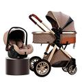 2 in 1 Infant Pram Compact Lightweight Pushchair Pram Stroller,Baby Buggy|Folding|Adjustable Seat for Infant,Shock Spring Stroller for 0-3 Years Kids (Color : Khaki)