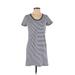 Universal Thread Casual Dress - Mini Scoop Neck Short Sleeve: Blue Print Dresses - Women's Size X-Small