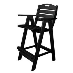 POLYWOOD® Nautical Outdoor Bar Chair Plastic in Black | 44.75 H x 25.5 W x 24.6 D in | Wayfair NCB46BL