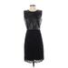 Calvin Klein Cocktail Dress - Sheath Crew Neck Sleeveless: Black Print Dresses - Women's Size 4