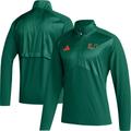 Men's adidas Green Miami Hurricanes Sideline AEROREADY Raglan Sleeve Quarter-Zip Jacket