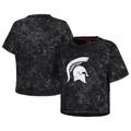 Women's Black Michigan State Spartans Vintage Wash Milky Silk Cropped T-Shirt