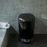 simplehuman 6 Liter/1.6 Gallon Small Compact Round Bathroom Step Trash Can, Plastic Plastic in Black | 12.1 H x 8 W x 10.8 D in | Wayfair cw1319