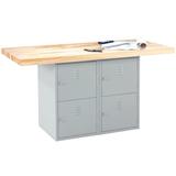 Shain Two Station 64"W Wood Top Workbench Wood/Steel in Brown/Gray | 33.25 H x 64 W x 28 D in | Wayfair WBB4 -0V