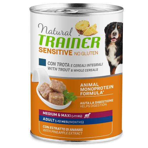 6 x 400 g Natural Trainer Sensitive No Gluten Adult Forelle & Vollkorngetreide Nassfutter Hund