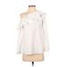 Calvin Klein Long Sleeve Blouse: One Shoulder One Shoulder White Tops - Women's Size X-Small