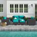 Modway Convene 5 Piece Outdoor Patio Sofa Set Metal/Rust - Resistant Metal in Green | 25.5 H x 130.5 W x 68.5 D in | Wayfair EEI-2158-EXP-RED-SET