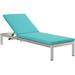 Shore Set of 2 Outdoor Patio Aluminum Chaise w/ Cushions by Modway Metal in Blue | 19.5 H x 25 W x 76 D in | Wayfair EEI-2737-SLV-TRQ-SET