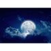 IDEA4WALL Midnight Full Moon Cloud Sky Paintable Wall Mural Vinyl in Blue | 144 W in | Wayfair 8022272261417