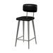 Williston Forge Bertita Leather 26" Counter Stool Wood/Upholstered/Leather/Metal/Genuine Leather in Gray/Black | Wayfair