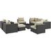 Latitude Run® Stopover 10 Piece Outdoor Patio Sunbrella Sectional Set Synthetic Wicker/All - Weather Wicker/Wicker/Rattan in Black | Wayfair