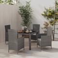 Wildon Home® Claringbold Rectangular 4 - Person 59.1" Long Outdoor Dining Set Glass/Wicker/Rattan in Black | 59.1 W x 35.4 D in | Wayfair