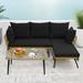 George Oliver Lietz 3 - Person Seating Group w/ Cushions Synthetic Wicker/All - Weather Wicker/Wicker/Rattan in Black | Outdoor Furniture | Wayfair