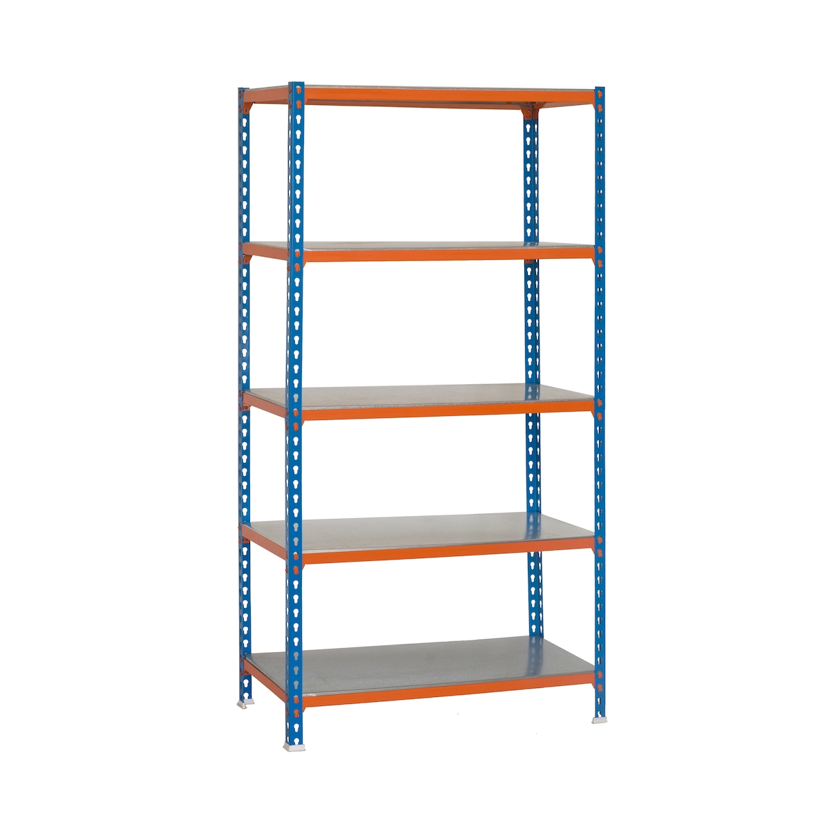 SimonRack Metall-Steckregal Simonclick plus Simonclick 5 Fachböden mit 200 kg pro Ebene in BLAU/ORANGE/VERZINKT 2000x1100x500 mm (Höhe x Länge x Breite) Image