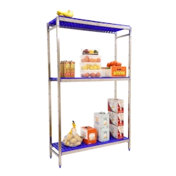SimonRack Simoninox Edelstahl-Regal Grundregal SIMONINOX 3 Fachböden aus Polypropilen 1600x860x500 mm (Höhe x Länge x Breite) Image
