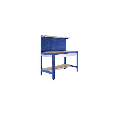 SimonRack Werkbank SIMONWORK BT3 mit Schublade in BLAU/HOLZ 1445x1510x610 mm (Höhe x Länge x Breite) Image