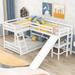 Solid Wood Twin over Full size Bunk Bed with Twin Size Loft Bed - Casual Slide - Safey Guardrail & Study Desk