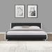 King Size Faux Leather Upholstered Platform Bed Frame with Curve Bed Design, Solid Wooden Slats Support