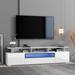 70" TV Stand with Double Storage, Media TV Console TV Cabinet Log Style Entertainment Center with Drop Down Door & Drawers,White