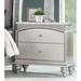 Maverick Nightstand - Platinum - Wood Construction with Rhinestones - Glam/Contemporary Style - 2 Drawers - Arched Top Drawer