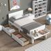 Modern Twin Size Bed with Footboard Bench and 2-Drawers for Bedroom