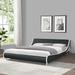 King Size Faux Leather Upholstered Platform Bed Frame, Curve Bed Design, Solid Wooden Slats Support