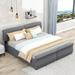 Versatile Linen Upholstery Storage Platform Bed, Available in King/Queen Size with 2 Drawers for Convenient Organization