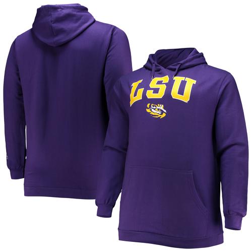 Lila LSU Tigers Big & Tall Arch Over Logo Powerblend Pullover-Hoodie von Champion für Herren