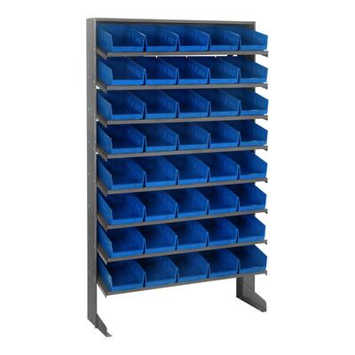 Quantum Economy 12" x 36" x 60" 8-Shelf Pick Rack with (40) 11 5/8" x 6 5/8" x 4" Blue Bins QPRS-102BL