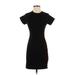 Silence and Noise Casual Dress - Sheath Crew Neck Short sleeves: Black Print Dresses - Women's Size Small