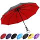 YumSur Regenschirm Taschenschirm umgekehrter Regenschirm Umbrella- inkl. Schirm-Tasche & Reise-Etui - Auf-Zu-Automatik, Teflon-Beschichtung, windsicher, stabil