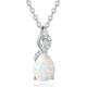 FANCIME 14 Carat Solid White Gold Teardrop Necklace, Opal Pendant with 925 Sterling Silver Chain, Birthstone Necklace Fine Jewellery Birthday Gift for Women, 16" + 2" Extender