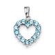 925 Sterling Silver Polished Prong set Open back Rhodium Light Swiss Blue Topaz Love Heart Pendant Necklace Measures 21x14mm Wide Jewelry Gifts for Women