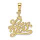 21mm 14ct Gold Textured I Love You Pendant Necklace Jewelry Gifts for Women