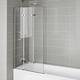 Bath Screen, 812x1400mm 3 Folding Shower Screens for Baths, Clear Tempered Glass Screen Pivot Door Panel