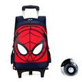 MODRYER Children's Rolling Backpack Spider Man School Bag Boys Wheeled Back Pack Waterproof Rucksack Large Capacity Trolley School Bag for Travel Hiking,Black- 6 wheels flash version