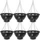 Easy Fill Set of 6 Hanging Basket - Original Hanging Plant Pots - 14 Inches Black Hanging Planters for Balcony, Indoor, or Outdoor - Plastic Hanging Basket for Herb, Flowers, or Plants
