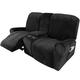 Recliner Slipcovers - Velvet Stretch Recliner Cover, with Console & Pockets - Soft & Thick Washable Fabric - 2-3 Seater Recliner Slipcovers for Furniture, Sofas, Couches & Chairs