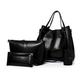 FANDARE Retro Bucket Tote Bag Women Handbag 4 Pcs Set Shoulder Cross-Body Bag Ladies Waterproof PU Leather Top-handle Bags with Wallet Clutch Bag for Work Travel Office Party Shopping black