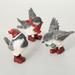 The Holiday Aisle® 4"H, 4.5"H & 4.25"H Winter Birds w/ Accessories, Christmas Decor; Multicolored Resin | 4.25 H x 4.5 W x 4 D in | Wayfair