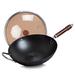 Wangyuanji 13.4" Carbon Steel Wok w/ Glass Lid - Heat Fast Non Stick/Carbon Steel in Black/Gray | Wayfair JT34