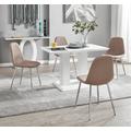 Imperia 4 Seater Modern White High Gloss Rectangular Dining Table And 4 Corona Faux Leather Chairs