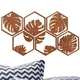Autocollants muraux hexagonaux en bois 6 pièces Stickers muraux en feuilles pour salon et chambre