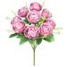 Set of 2 Rose Mauve Artificial Vintage Cabbage Rose Flower Stem Bush Bouquet 17in - 17" L x 10" W x 10" DP