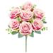 Set of 2 Fuchsia Pink Artificial Elegant Rose Flower Stem Bush Bouquet 17in - 17" L x 9" W x 9" DP