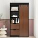 High wardrobe and cabinet,Clothes Locker, Sliding Barn Door Armoire - N/A