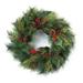 Pine with Magnolia Leaf and Berry Artificial Christmas Wreath, 23-Inch, Unlit - Green