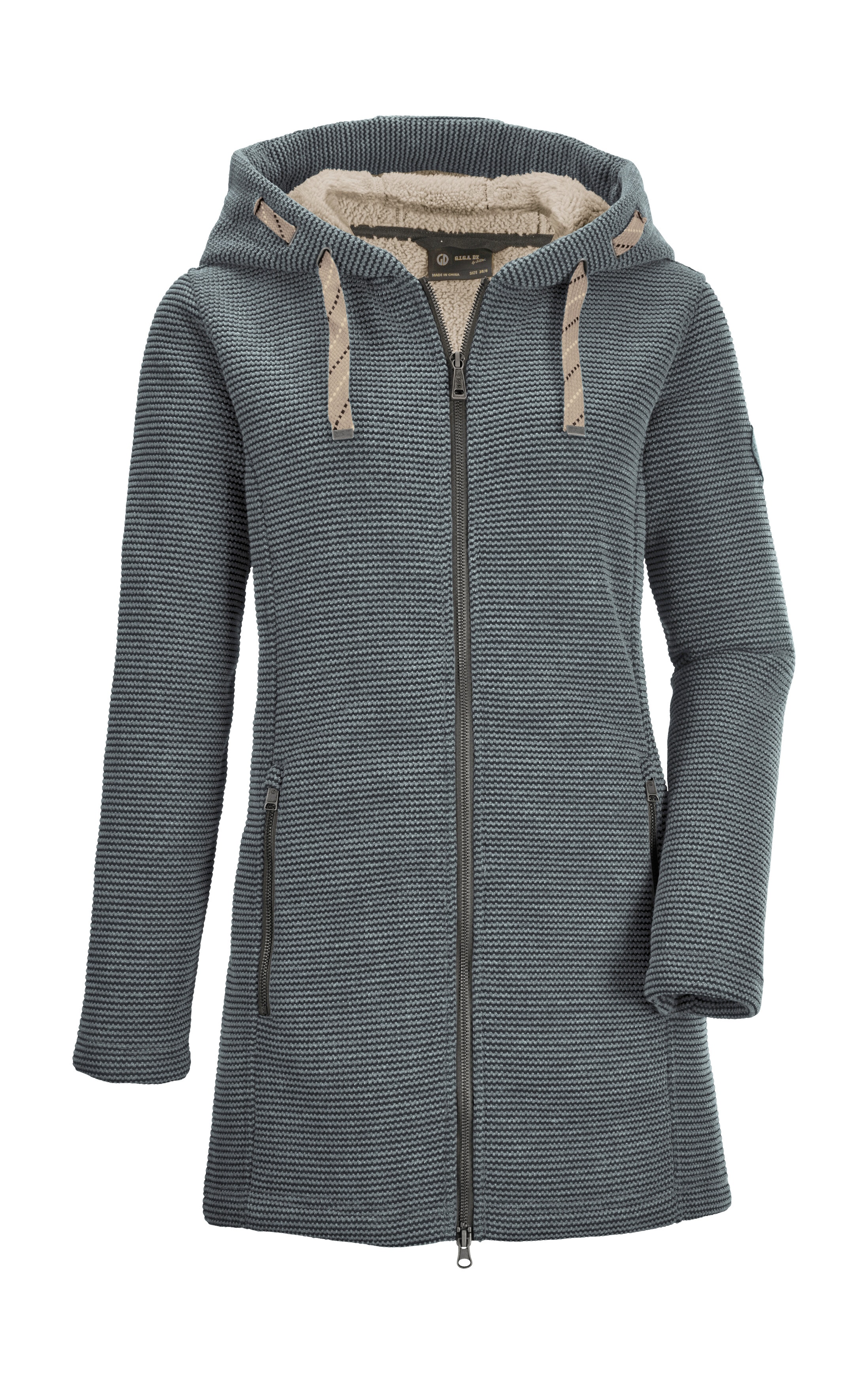 Fleecejacke "GW 54 WMN KNTFLC PRK", Damen, Gr. 34, blau (graublau), Oberstoff: Oberseite: 80% Polyester, 20% Viskose, Rückseite: 100% Polyester, G.I.G.A. DX BY KILLTEC, Sportlich, Jacken, Windabweisender Damen Strickfleeceparka mit Kapuze und... Image