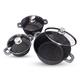 Premium Casserole Pot Set with Glass Lids - Deep Round 3-Set for Oven, Ceramic Non-Stick, Stainless Steel with 3 Ply Aluminium, Hazard Free, for All Stove Types (20/24/28 CM)