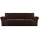 XINEAGE 1 Piece Velvet Couch Covers for 3 Cushion Couch High Stretch Sofa Cover for Pets Dogs Anti Slip Extra Large Sofa Slipcovers Furniture Protector (4 Seater, Dark Coffee)